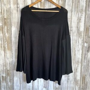 Lane Bryant Black Accordion Long Sleeve Blouse Women’s 22/24